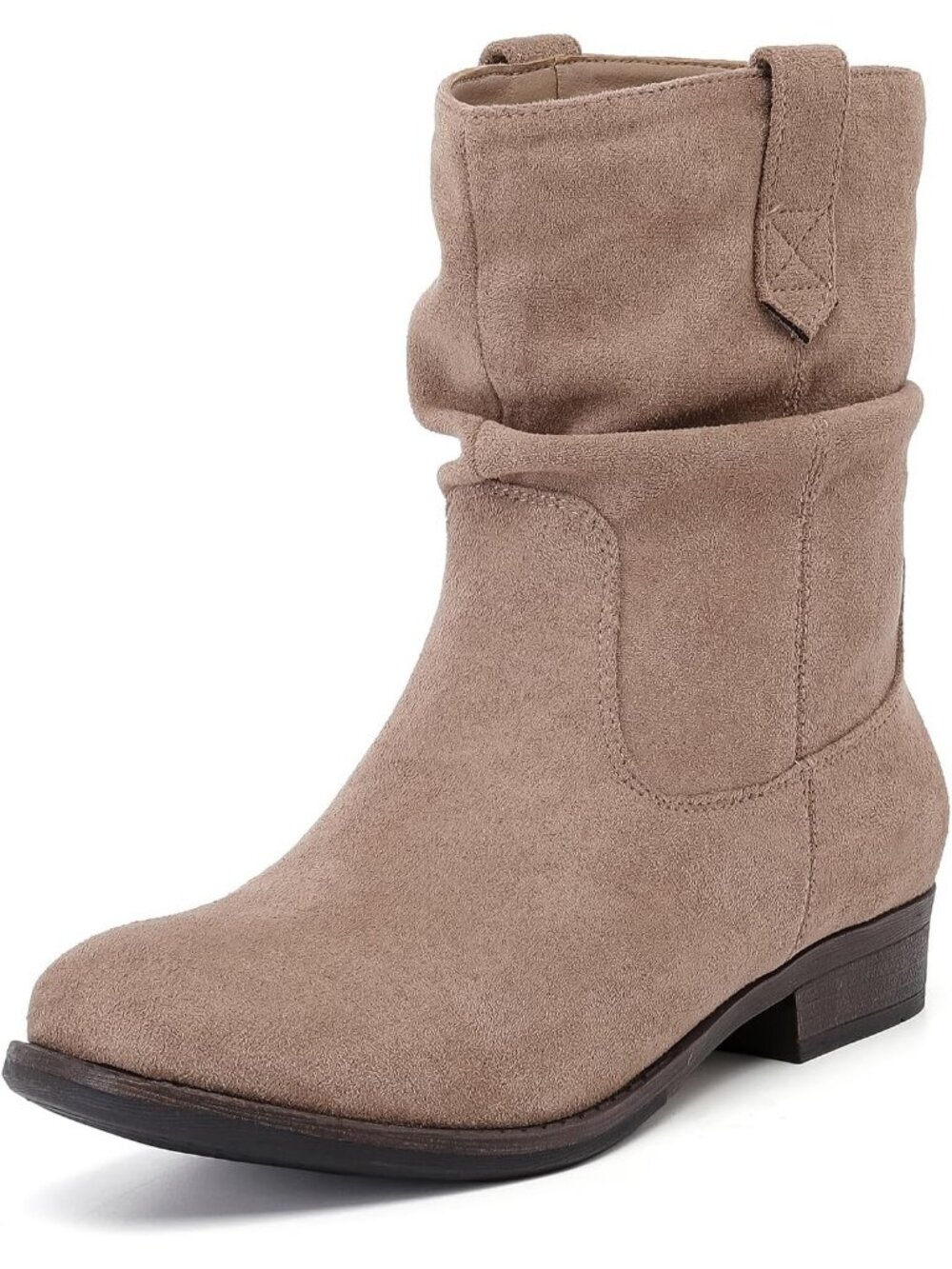 Women's Beige Pu Ankle Boots Flat Booties Slouchy Casual Riding Short Boots